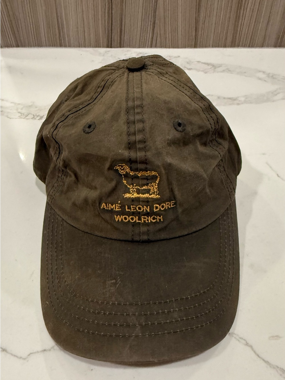 Aimé Leon Dore x Woolrich Waxed Logo Hat - Olive
